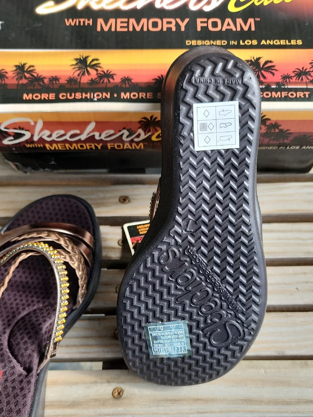 Skechers NIB Ladies Cali Rambler Wedge Sandals - Picture 4 of 4